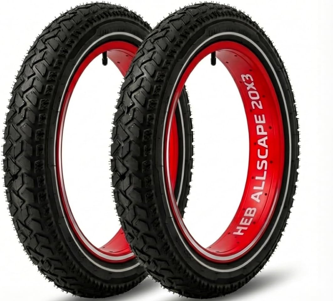 HEB ALLSCAPE Pneu large de 20 x 4 pouces pour vélo électrique, VTT électrique, très résistant aux crevaisons, bande de roulement directionnelle tout-terrain, pneu haute densité pour route et chemins HEB ALLSCAPE Pneu large de 20 x 4 pouces pour vélo électrique, VTT électrique, très résistant aux crevaisons, bande de roulement directionnelle tout-terrain, pneu haute densité pour route et chemins
