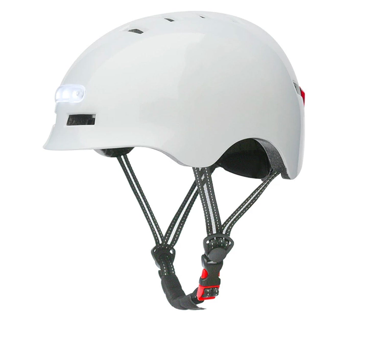 bike helmet for ebike Bike Helmet with USB Rechargeable Lights, Small/Medium / Glossy White