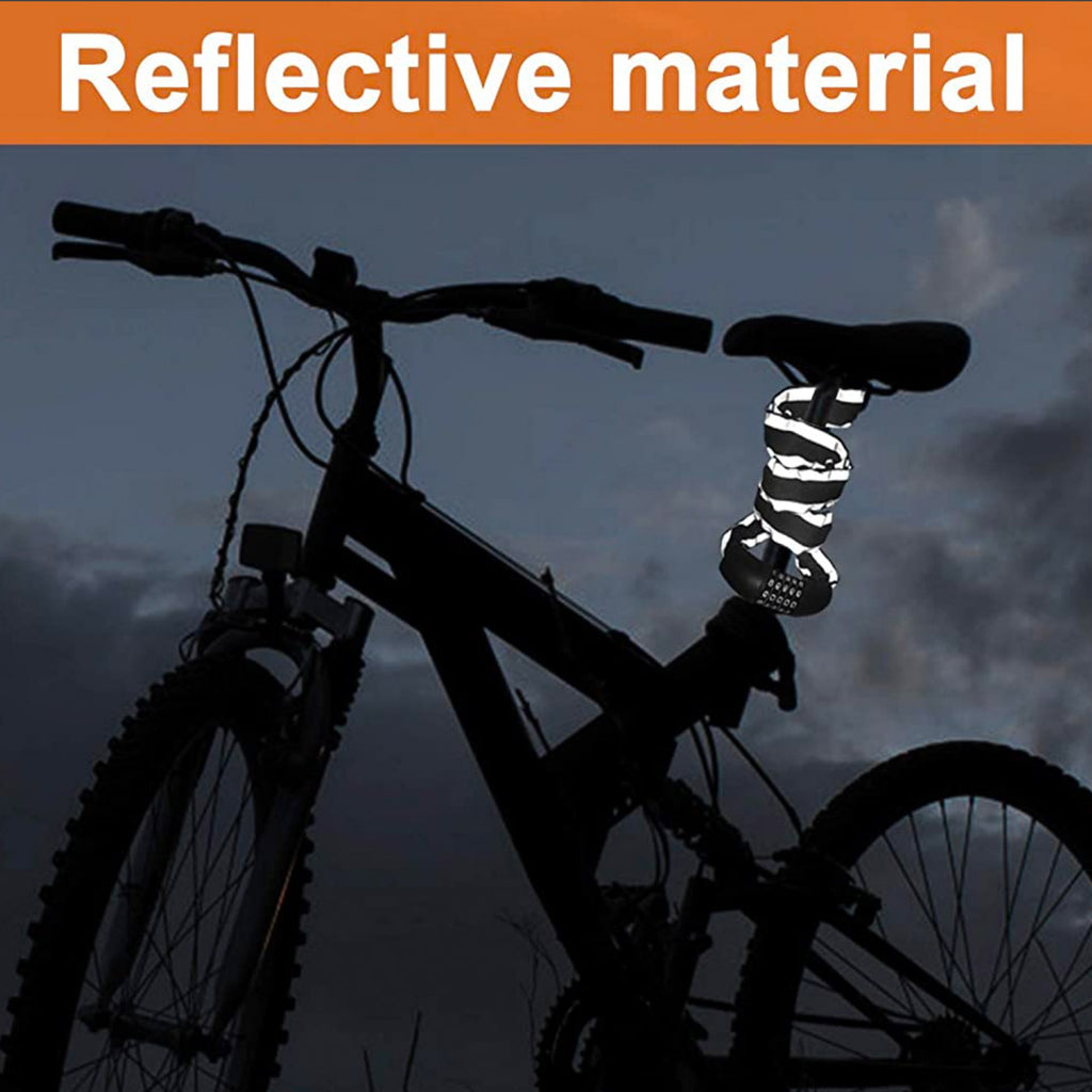 Bike Lock: Anti-Theft Heavy Duty Bicycle Chain Lock with Reflective Strips - Happy EBikes